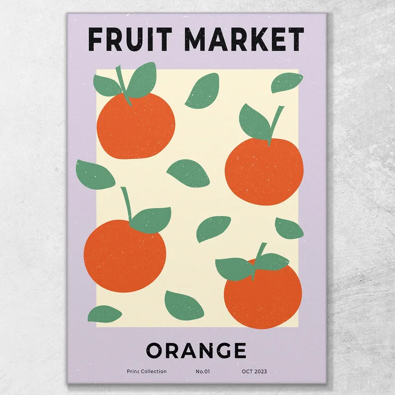 Quadro Boho Chic Minimal Decorazione Con Arance Del Mercato Della Frutta