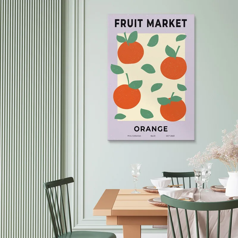Quadro Boho Chic Minimal Decorazione Con Arance Del Mercato Della Frutta
