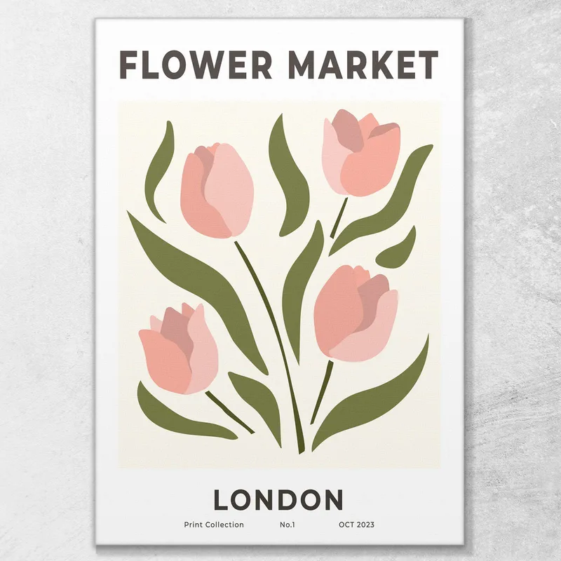 Boho Chic Cadre Minimal Marché Aux Fleurs De Londres Tulipes Roses