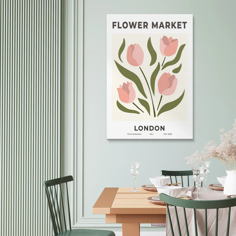 Boho Chic Cadre Minimal Marché Aux Fleurs De Londres Tulipes Roses