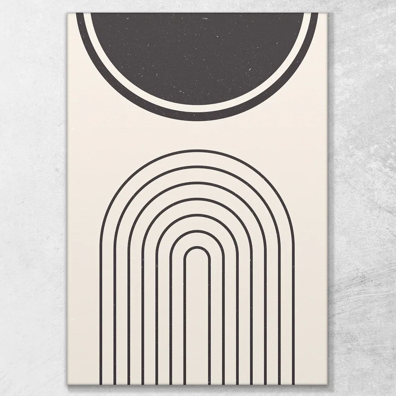 Quadro Boho Chic Minimal Minimalismo Geometrico In Nero E Beige