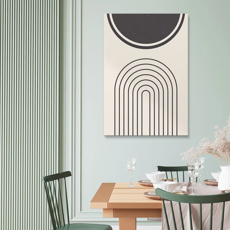 Quadro Boho Chic Minimal Minimalismo Geometrico In Nero E Beige