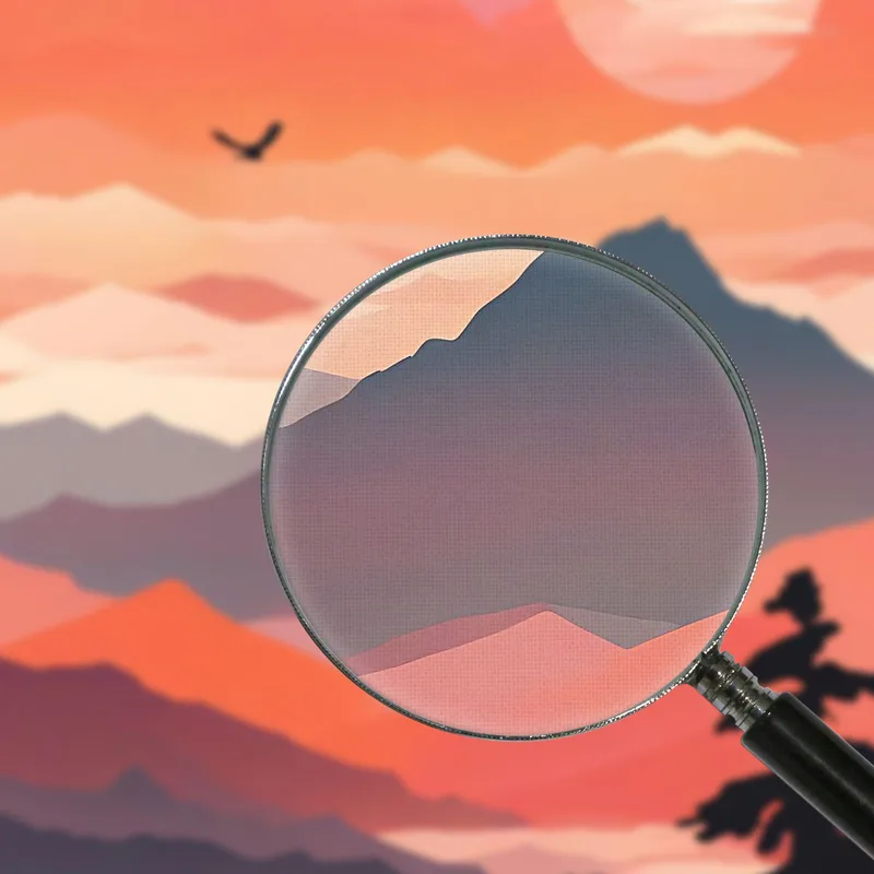 Boho Chic Minimal Painting Mountainous Landscape At Sunset