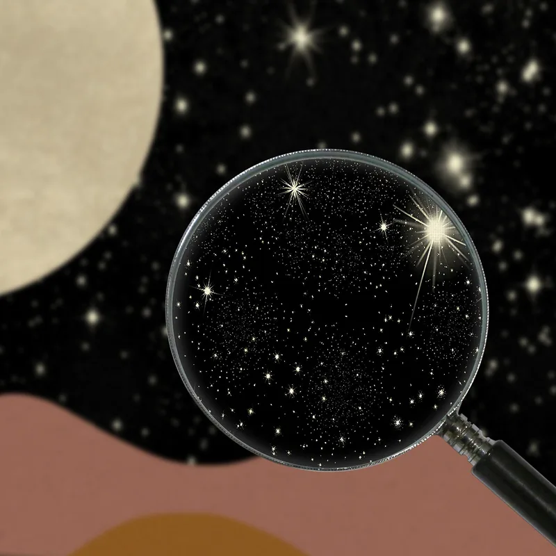 Quadro Boho Chic Minimal Paesaggio Notturno Con Luna E Stelle
