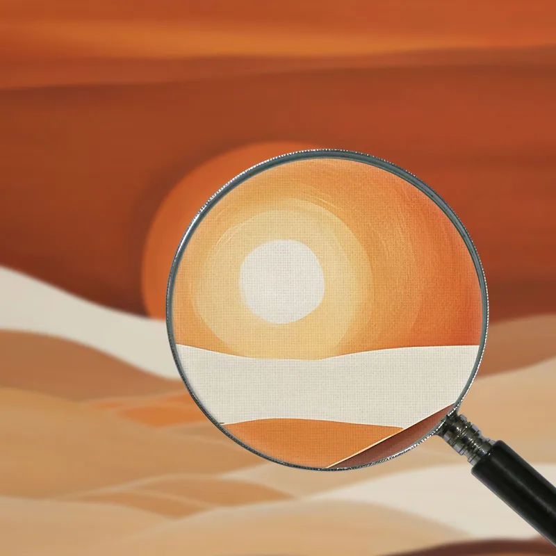 Boho Chic Minimal Painting Sunrise On Rolling Hills