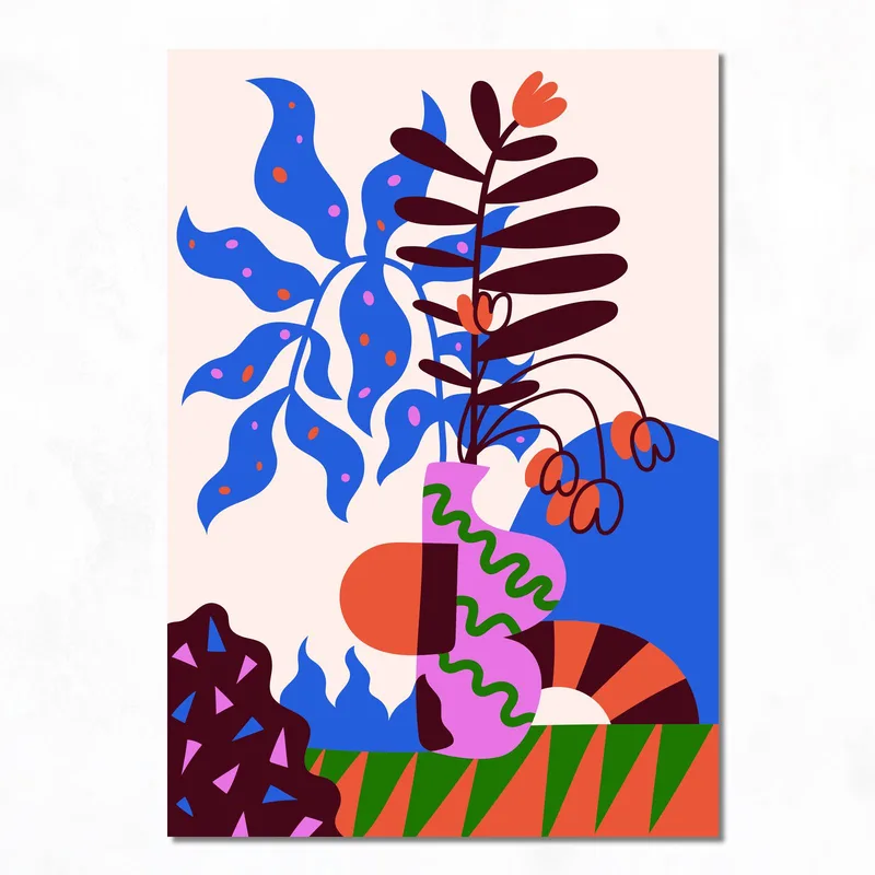Quadro moderno composizione botanica astratta