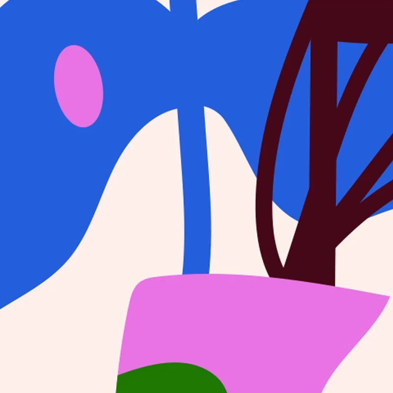 Quadro moderno composizione botanica astratta