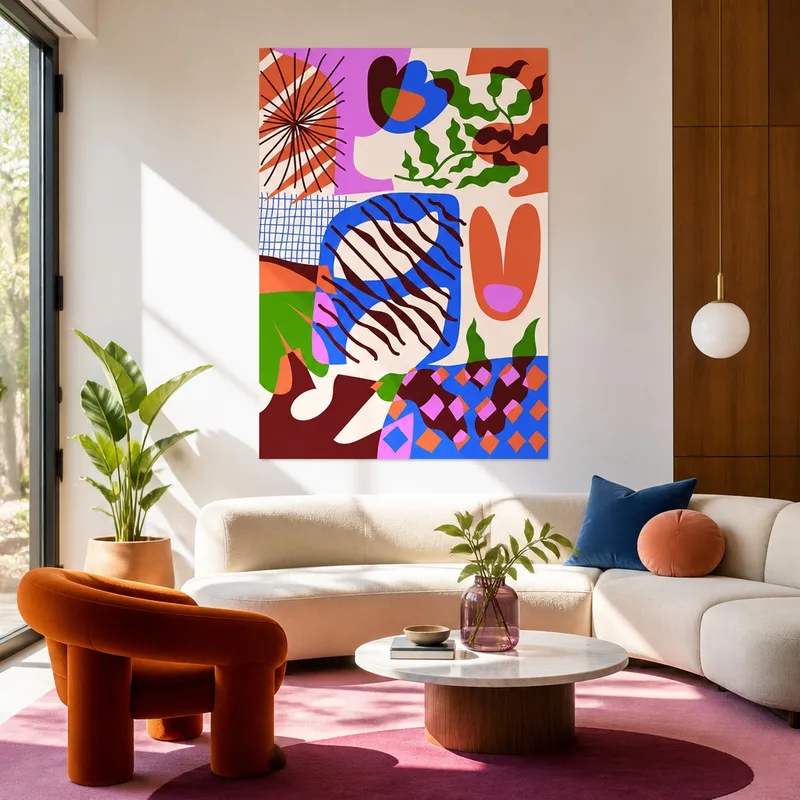 Mix Cromatico Geometrico Astratto quadro moderno su tela