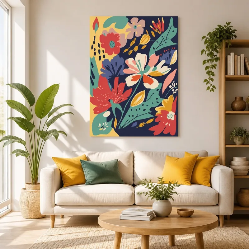 Quadro su tela floreale astratto audace