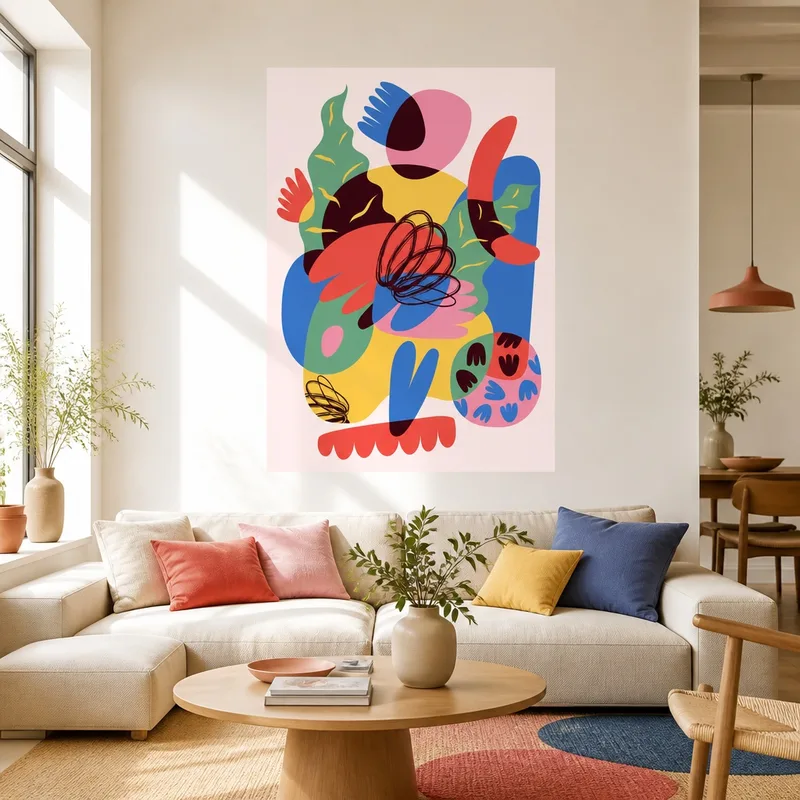 Forme Botaniche Astratte e Colorate stampa su tela
