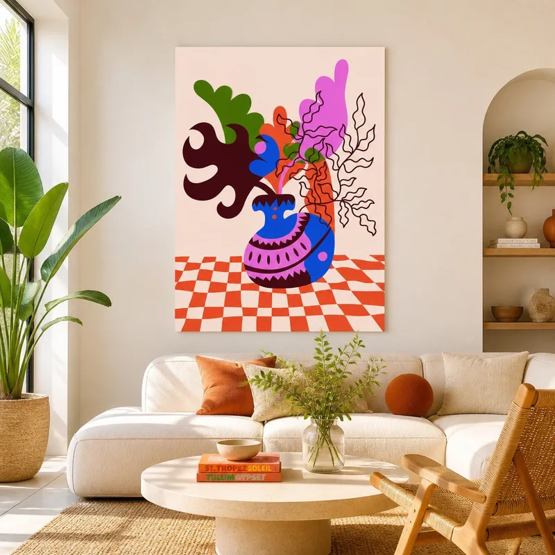 Stampa su canvas vaso botanico astratto