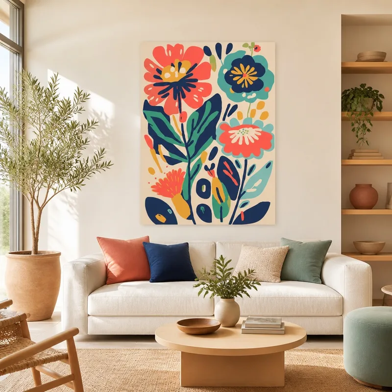 Quadro moderno astratto floreale audace