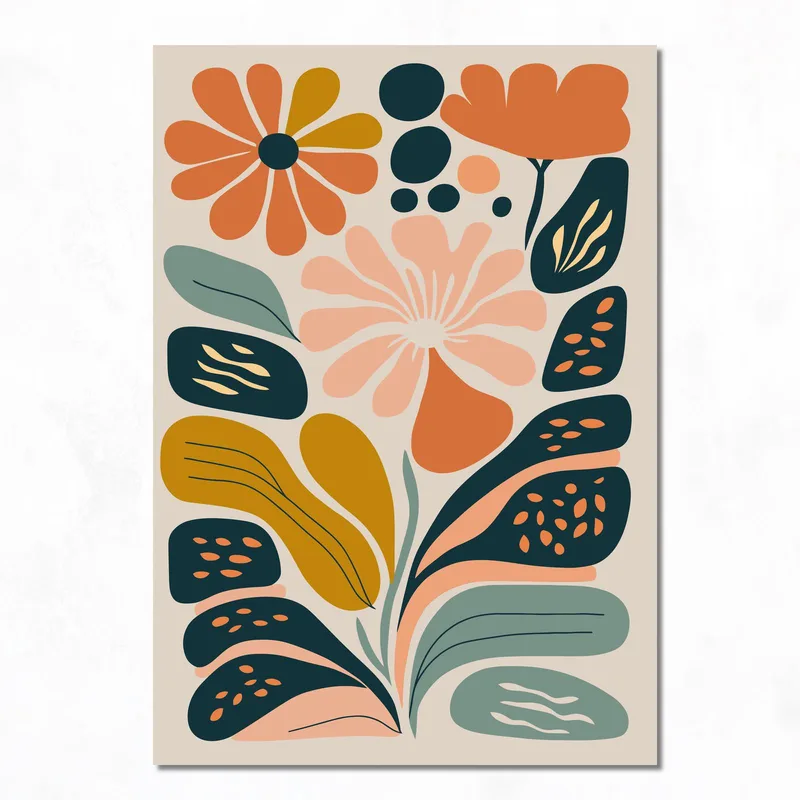 Quadro su tela astratto botanico moderno