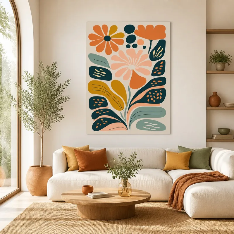 Quadro su tela astratto botanico moderno