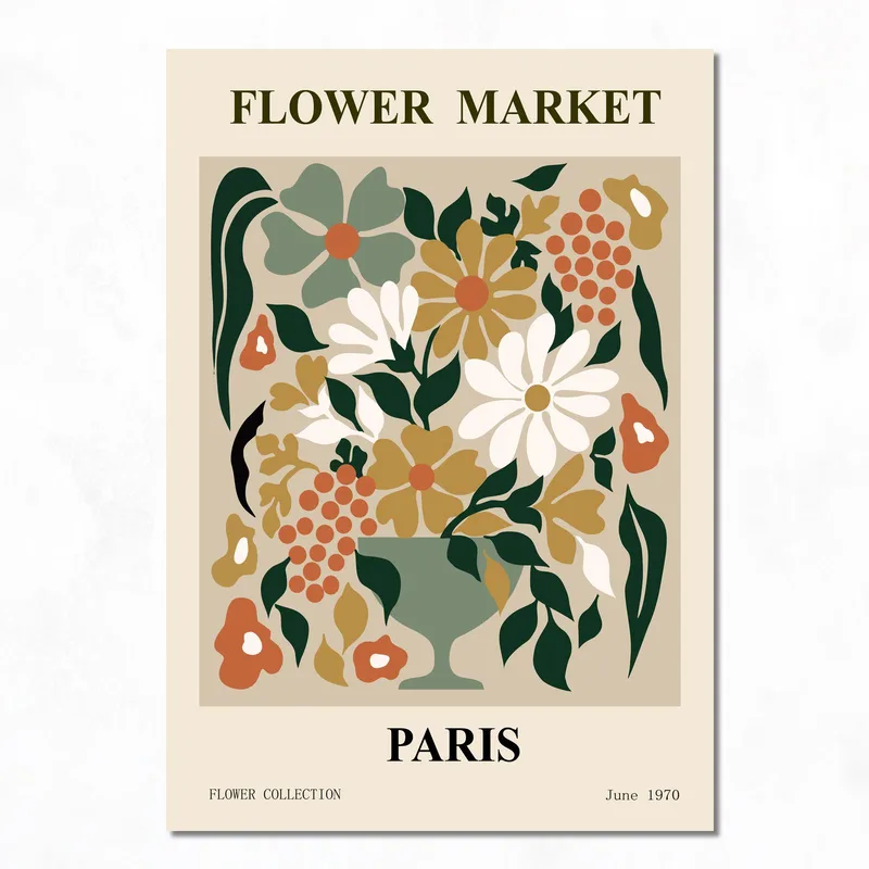 Stampa su canvas illustrazione mercato dei fiori di parigi