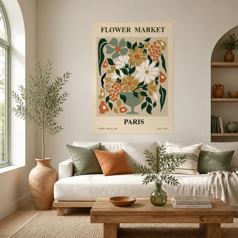 Stampa su canvas illustrazione mercato dei fiori di parigi