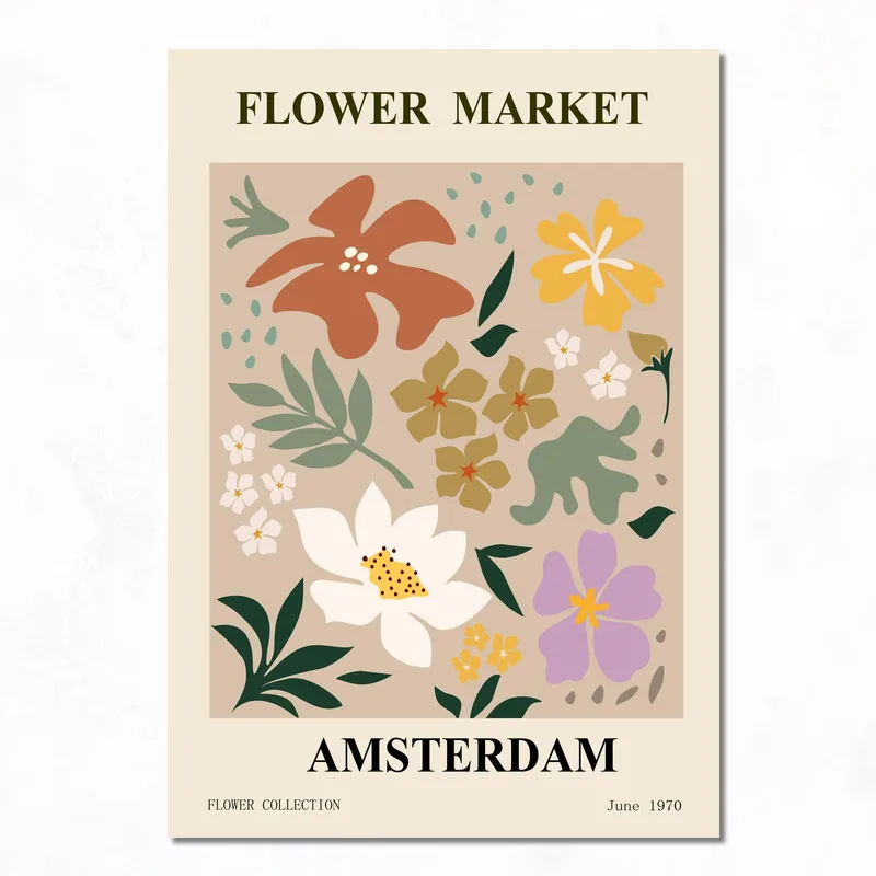 Marché aux Fleurs d'Amsterdam tableau sur toile