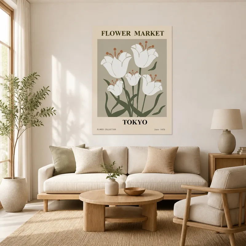 Quadro moderno mercato dei fiori di tokyo tulipani