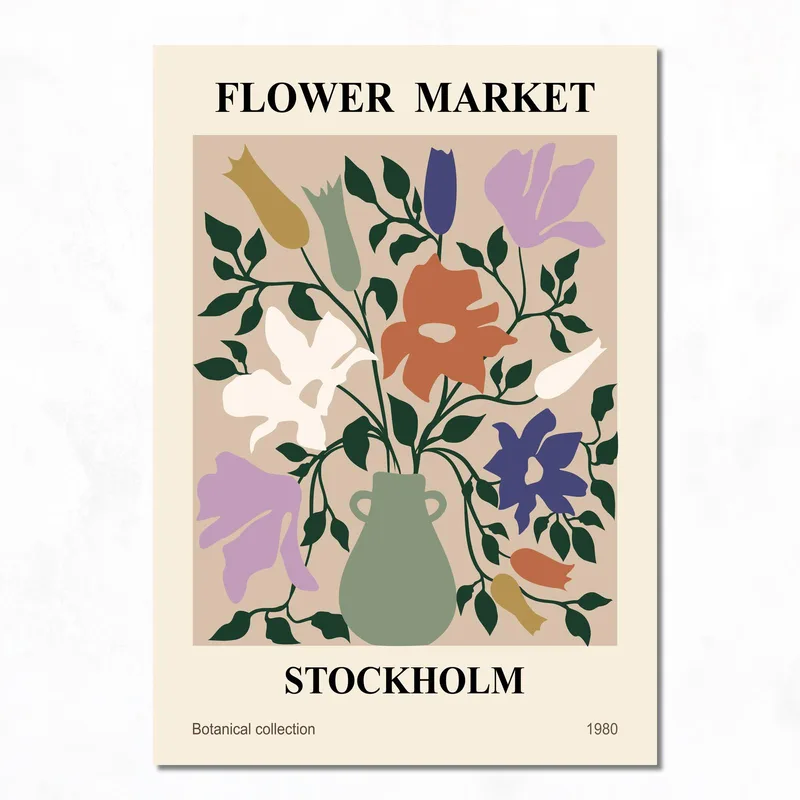 Toile artistique bouquet du marché aux fleurs de stockholm