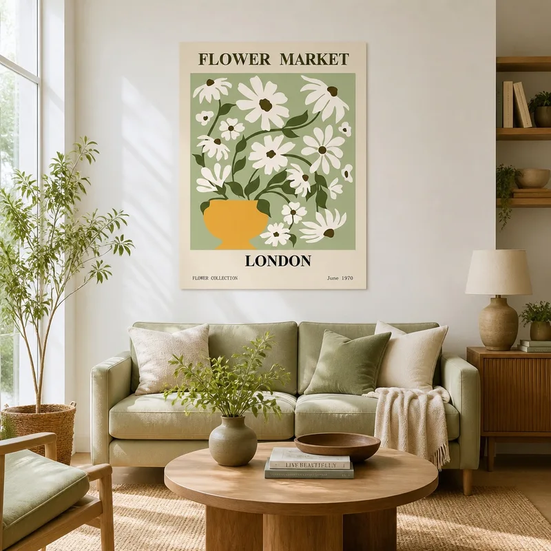Mercato dei Fiori Londinese Margherite stampa su tela