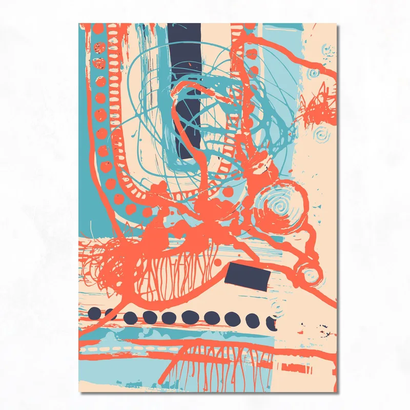 Quadro moderno vortice astratto corallo turchese