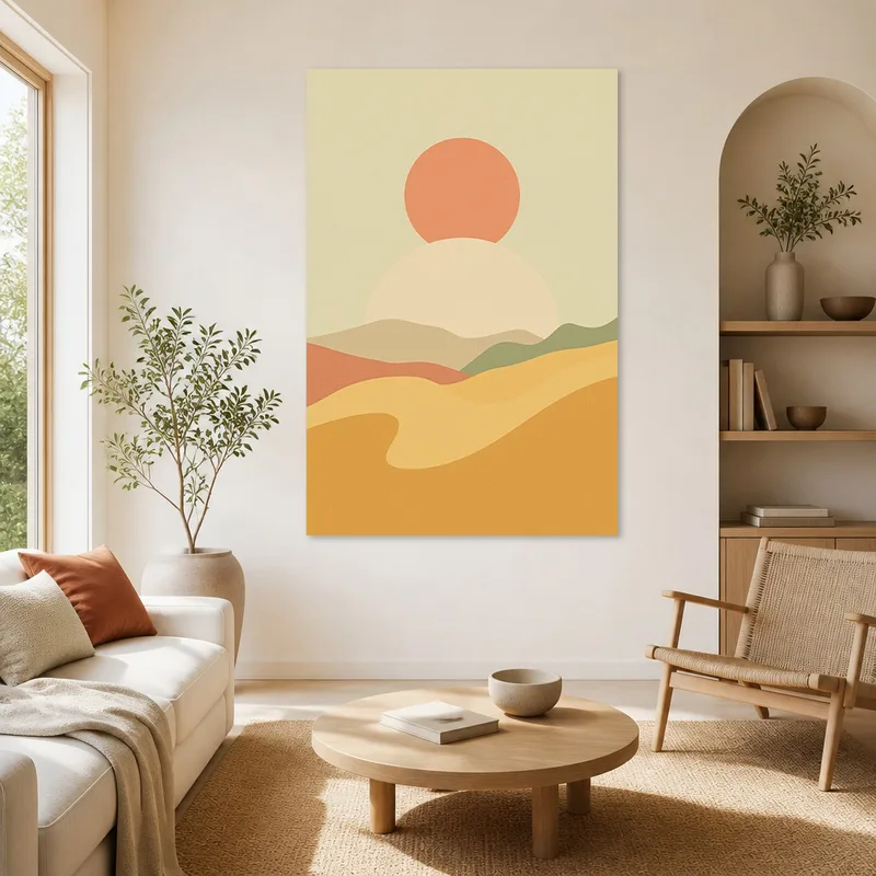Quadro su tela paesaggio al tramonto minimalista