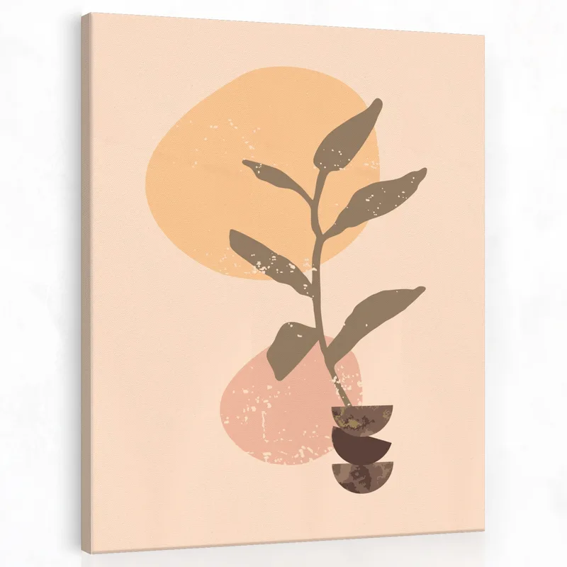 Quadro su tela tinte marroni botaniche minimaliste