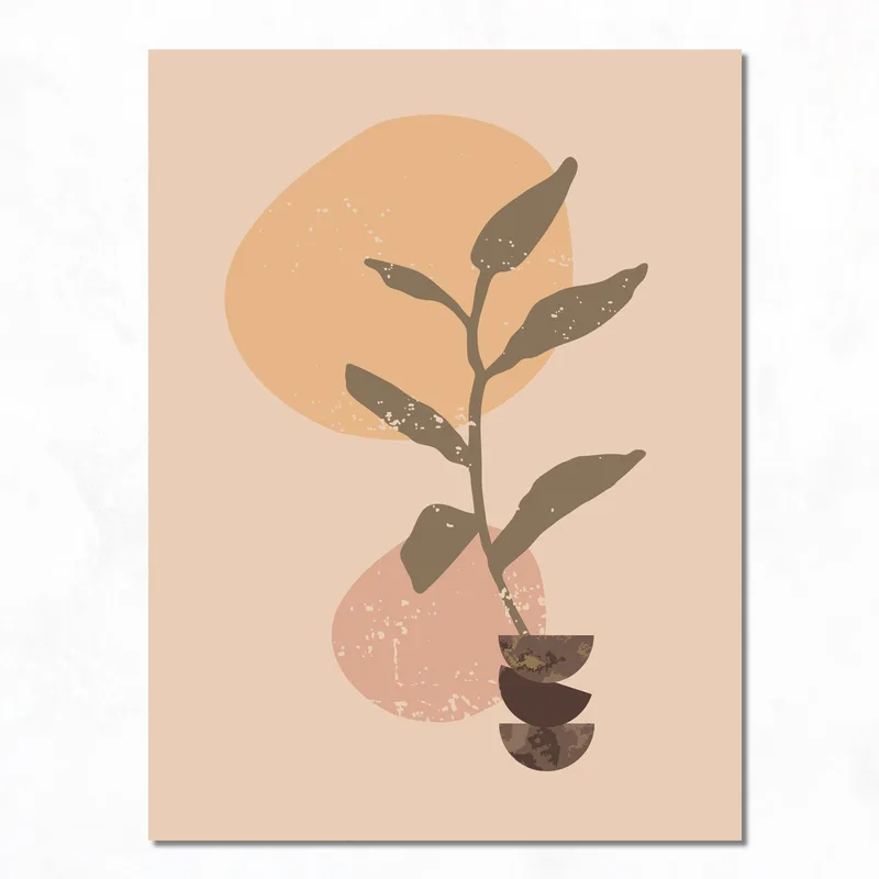 Toile artistique tones botaniques minimalistes marron