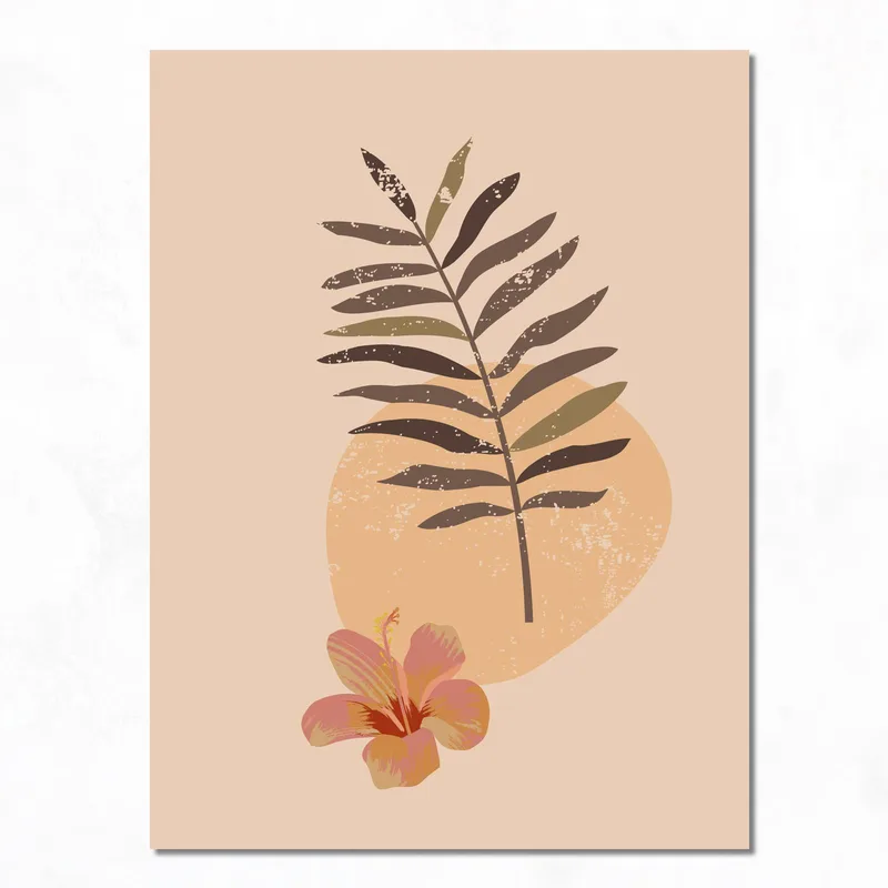 Felce Tropicale e Fiore stampa su tela