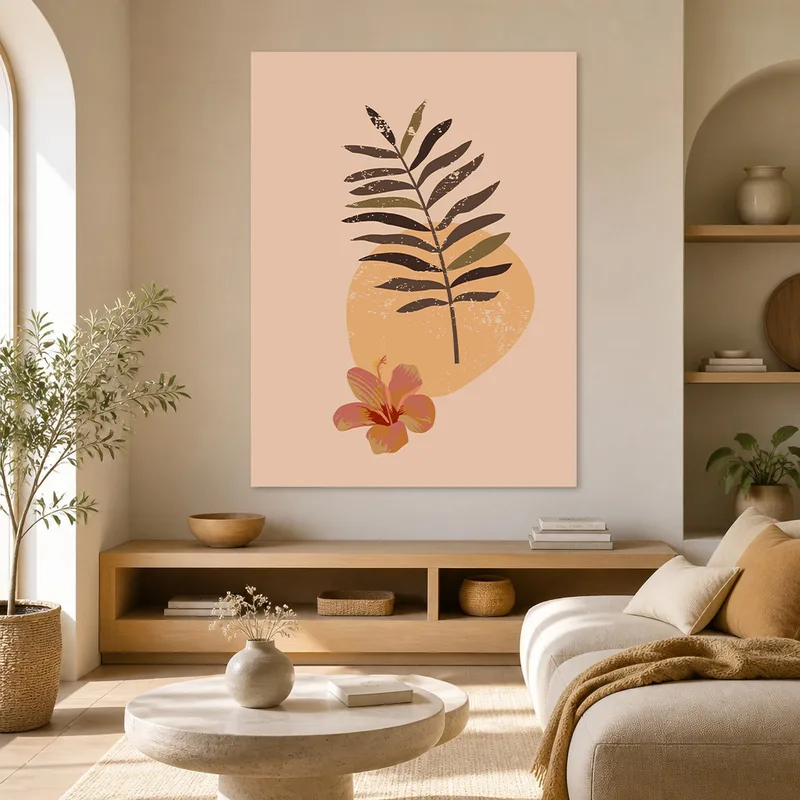 Felce Tropicale e Fiore stampa su tela