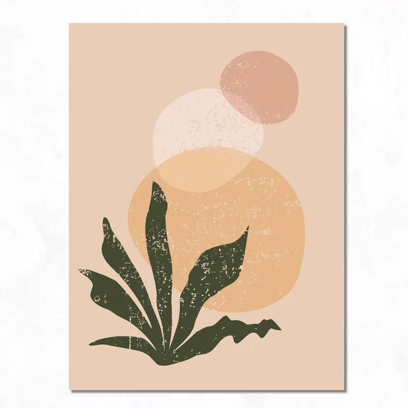 Modern canvas abstract botanical shapes