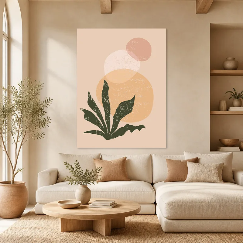 Modern canvas abstract botanical shapes