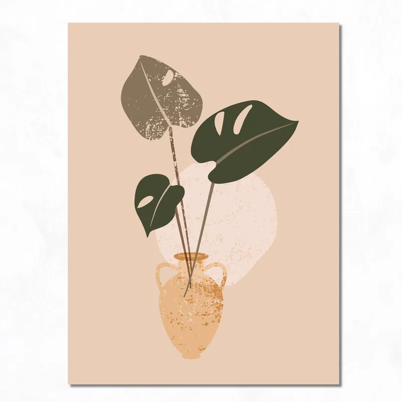 Monstera Minimalista in Vaso Terracotta quadro moderno su tela