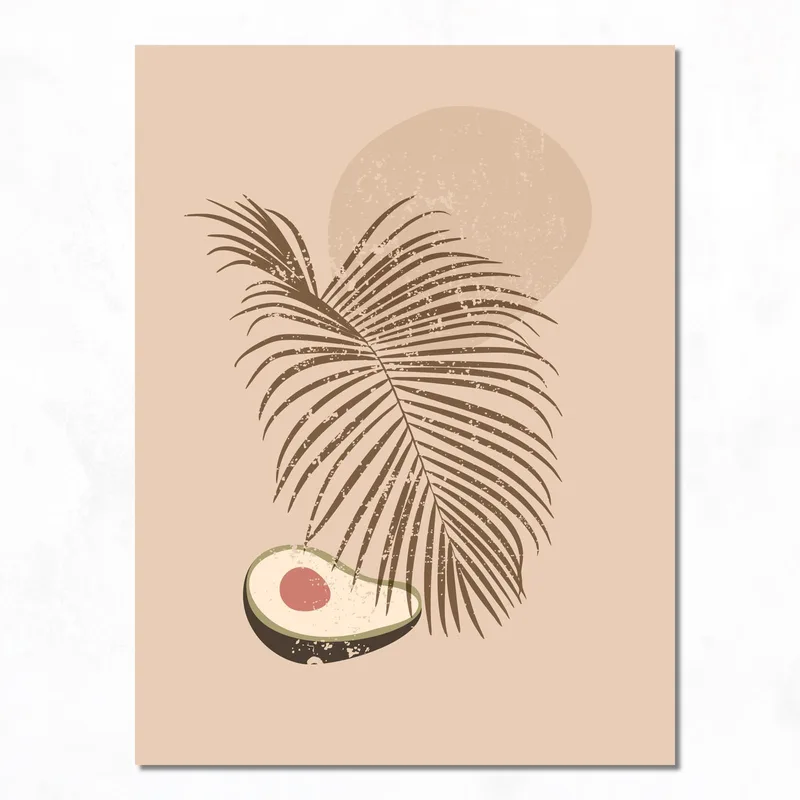 Stampa su canvas palme tropicali e avocado