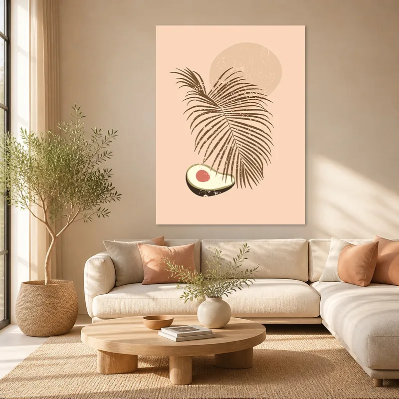 Stampa su canvas palme tropicali e avocado