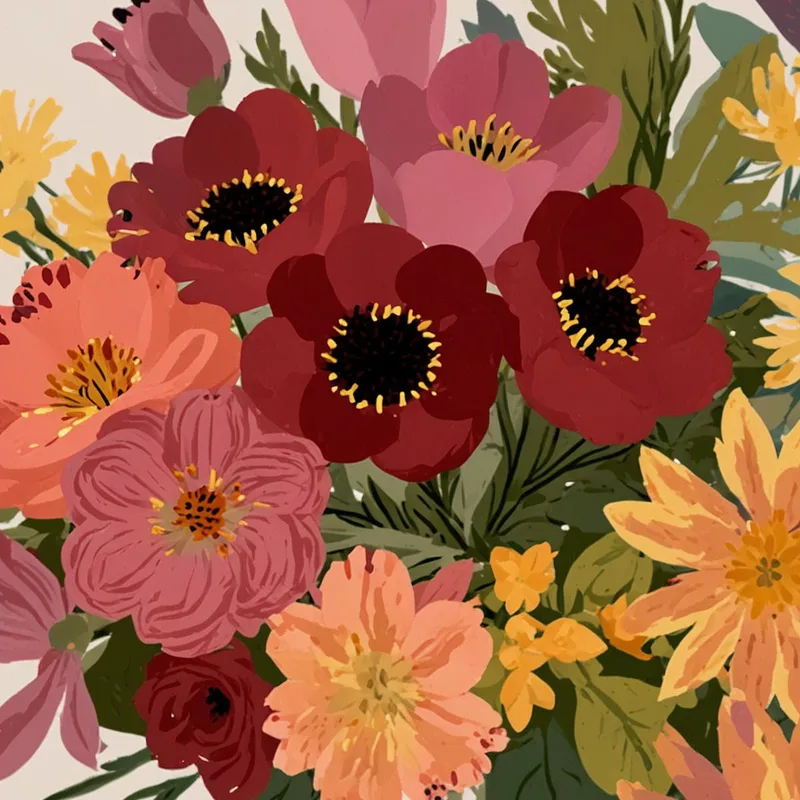 Bouquet Floreale Vivace stampa su tela