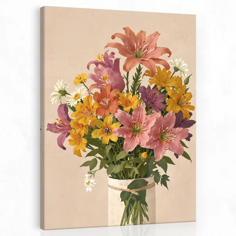 Stampa su canvas vivace bouquet floreale