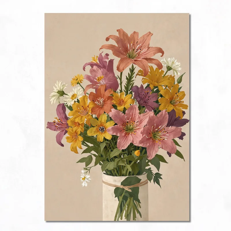 Stampa su canvas vivace bouquet floreale