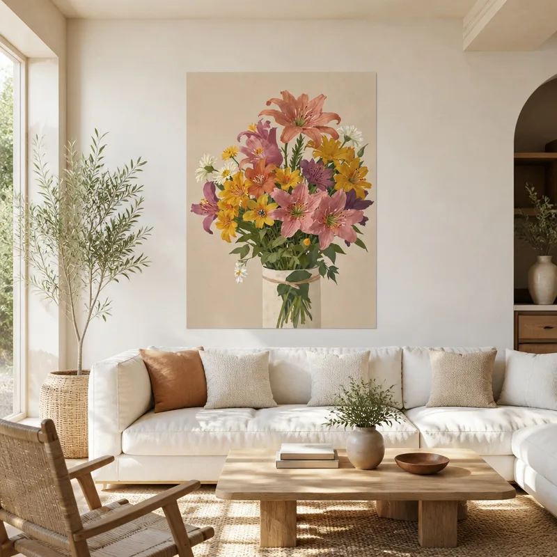 Stampa su canvas vivace bouquet floreale