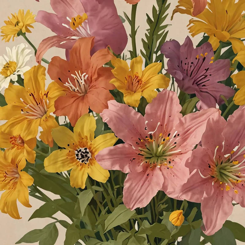 Stampa su canvas vivace bouquet floreale