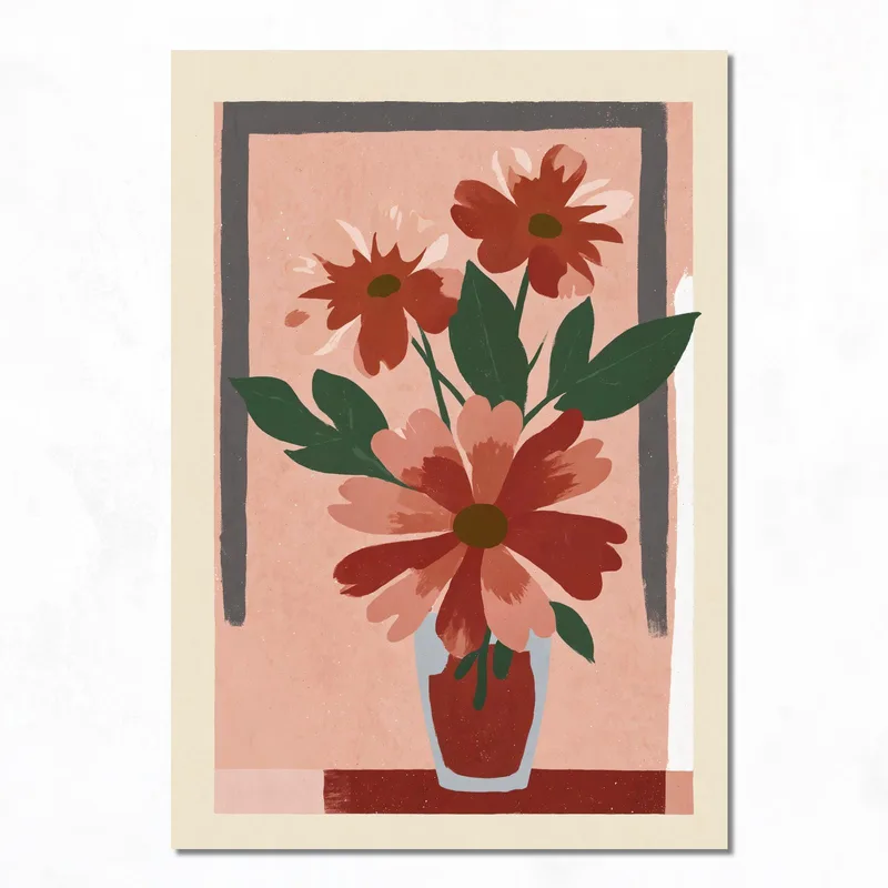 Quadro moderno vaso floreale botanico