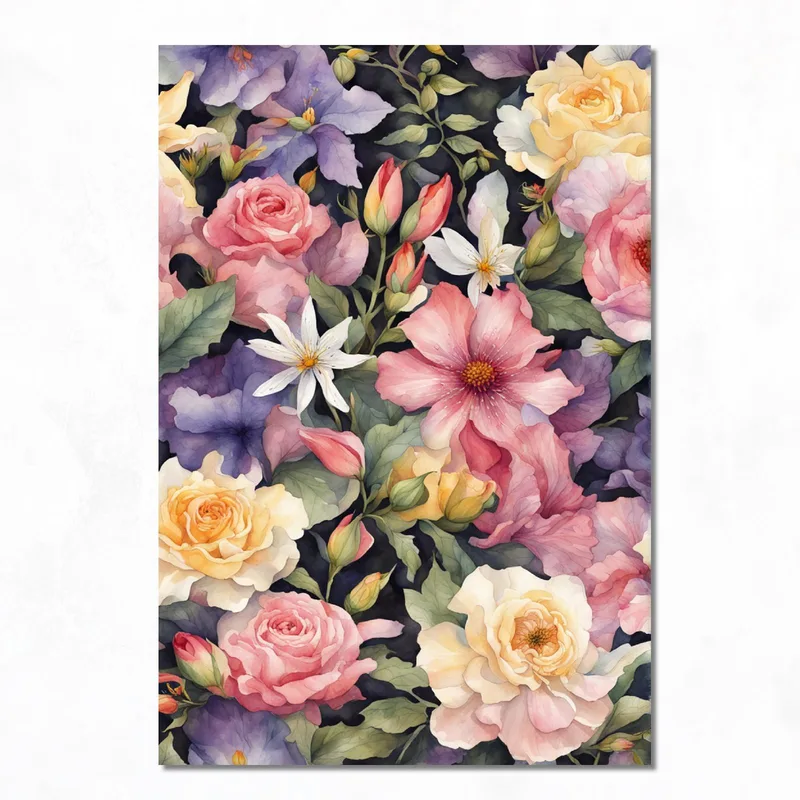 Quadro su tela giardino floreale vivace