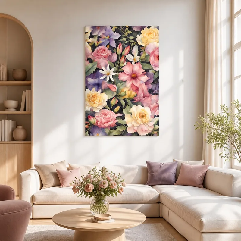 Quadro su tela giardino floreale vivace