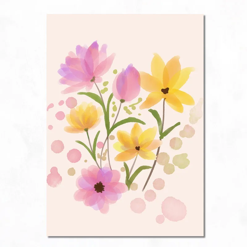 Bouquet Floreale Acquerello Primaverile quadro canvas