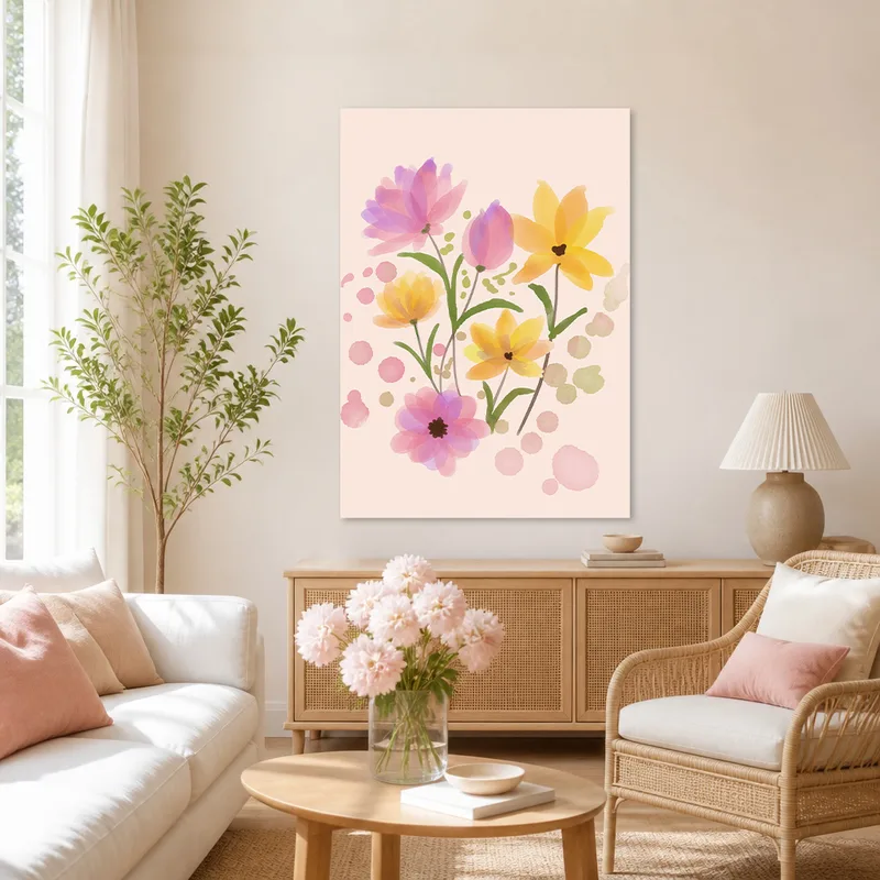 Bouquet Floreale Acquerello Primaverile quadro canvas