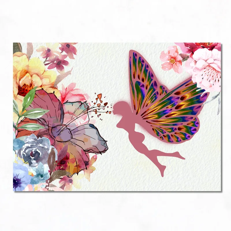 Quadro su tela sinfonia vivace di fata e fiori
