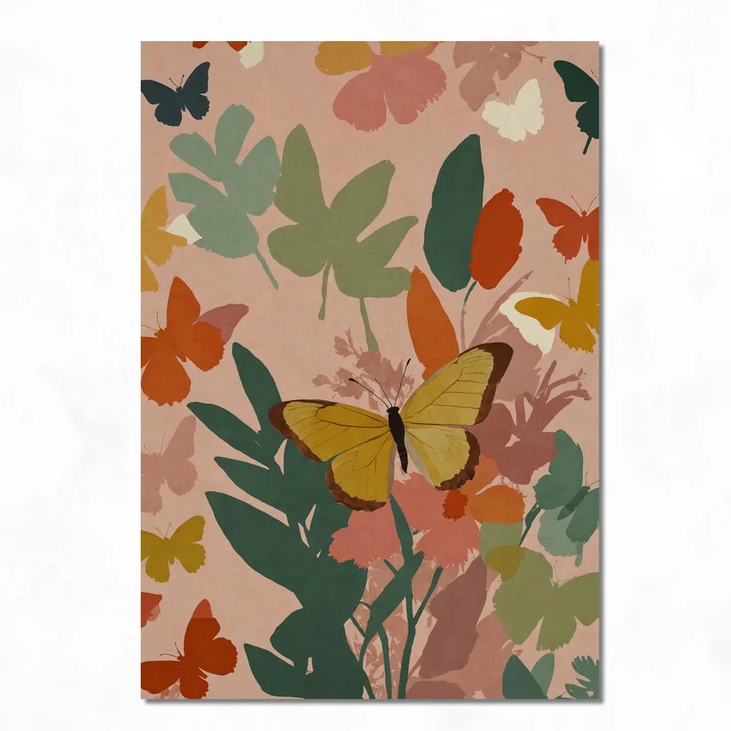 Stampa su canvas giardino di farfalle colorato