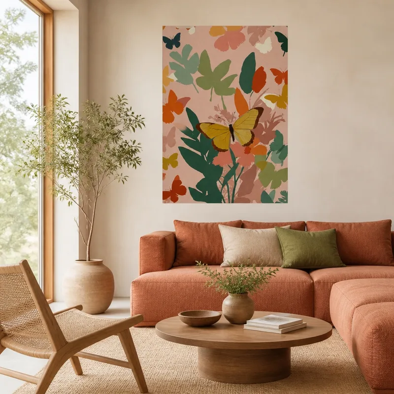Stampa su canvas giardino di farfalle colorato