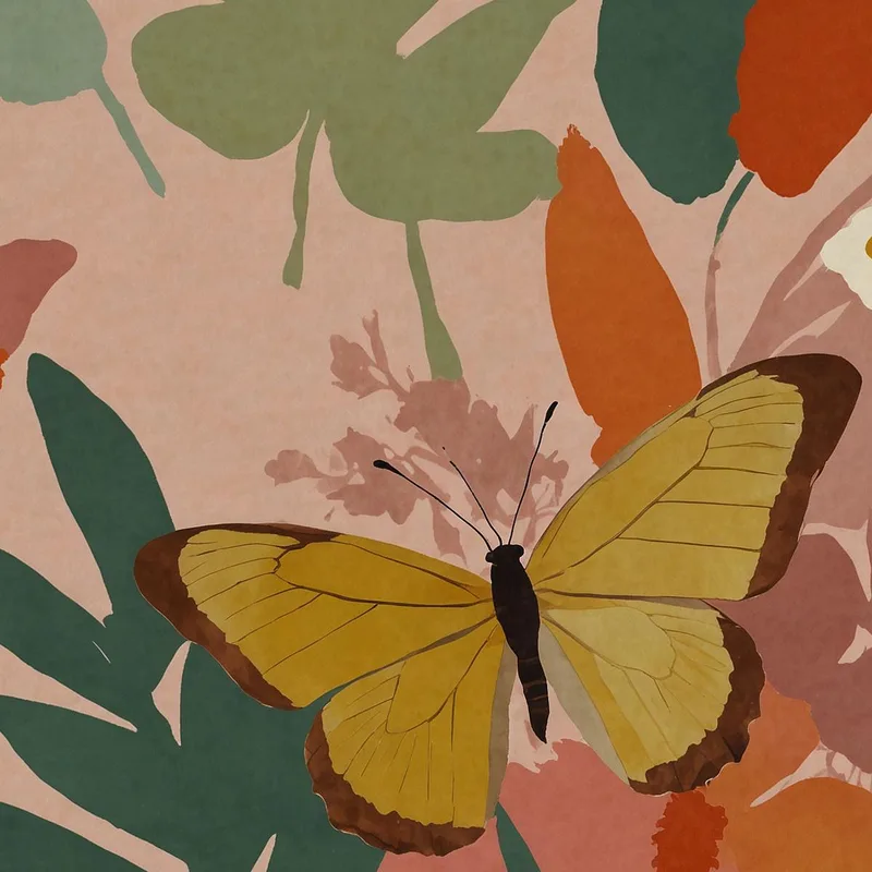 Stampa su canvas giardino di farfalle colorato