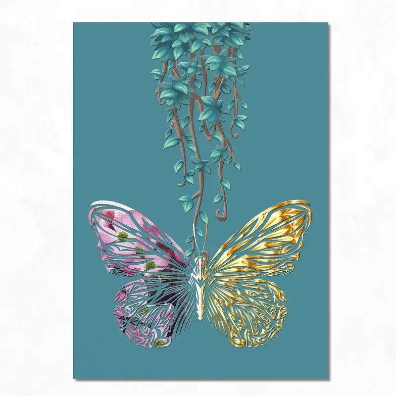 Farfalla Bicolore con Foliage quadro canvas